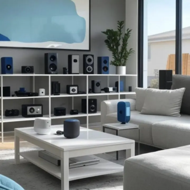 Modern Australian living room featuring integrated smart home speakers and lighting.